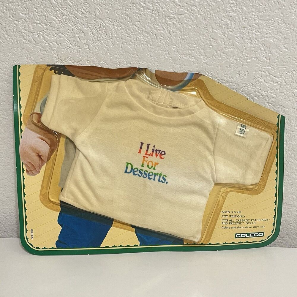 VTG Coleco Cabbage Patch Kids Doll T-Shirt Tee Shirt "I Live For Desserts" 1984